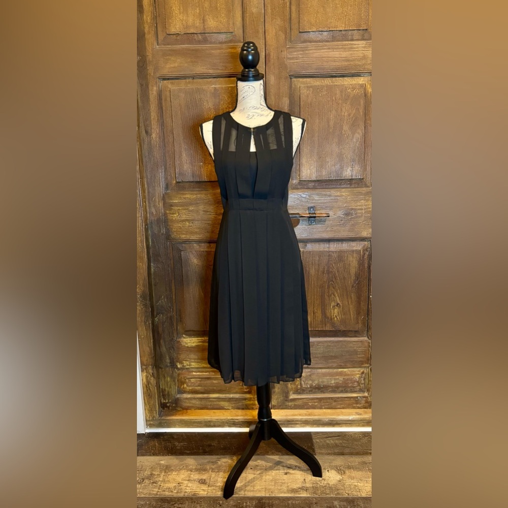 Ann Taylor Black Pleated Halter Midi Dress